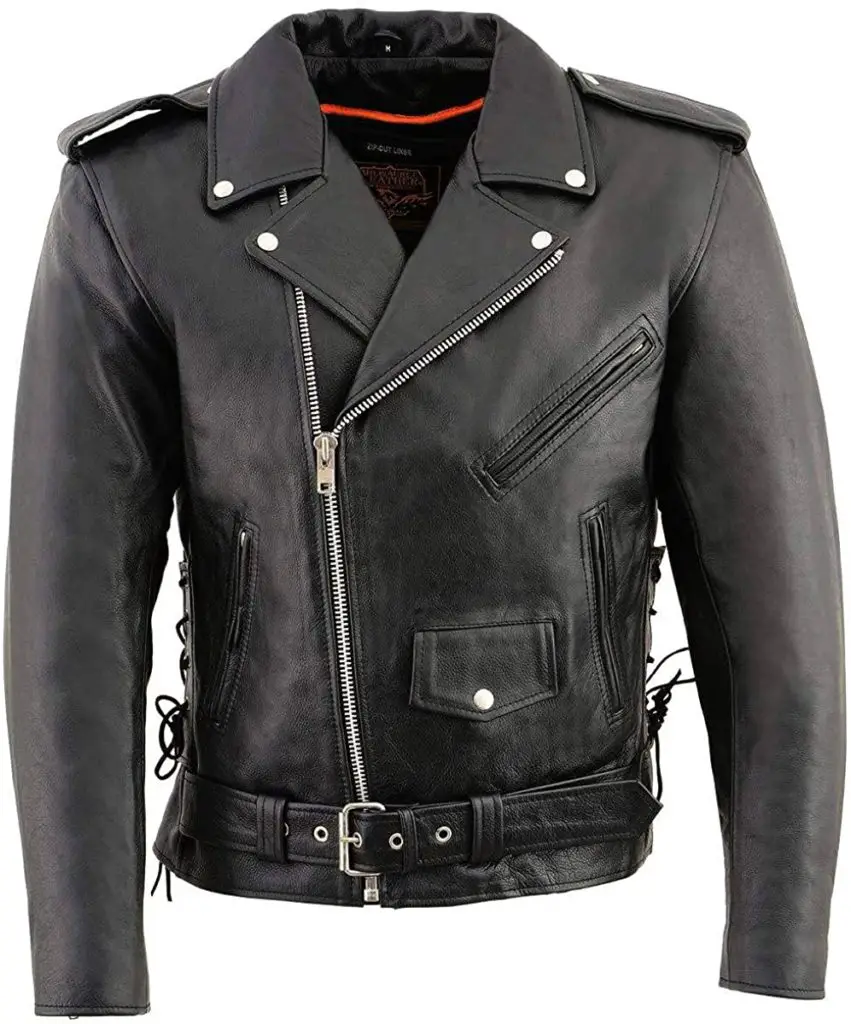 Milwaukee-Leather-SH1011-Mens-Classic-Side-Lace-Police-Style-Motorcycle-Leather-Jacket
