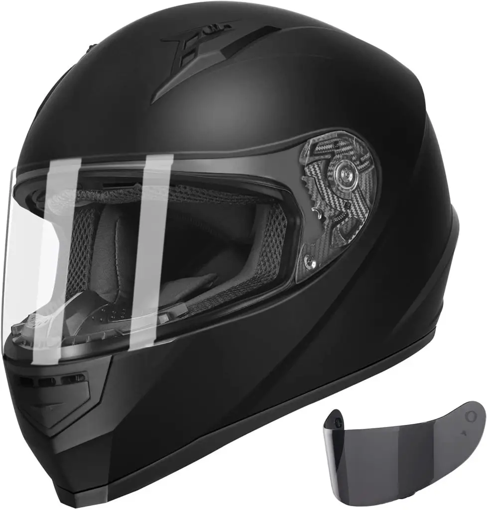 GLX GX11 Compact Lightweight Full Face Motorcycle Street Bike Helmet with Extra Tinted Visor