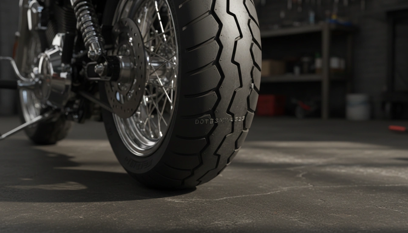 Motorcycle tire DOT date code on sidewall - how to read tire age