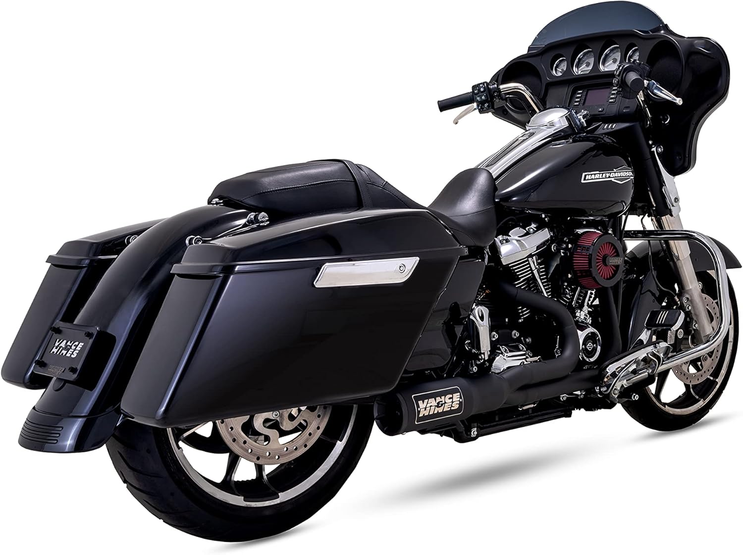 Best 2 Into 1 Exhaust For Harley Bagger 4 Vance Hines Hi-Output RR Black exhaust Harley Touring M8