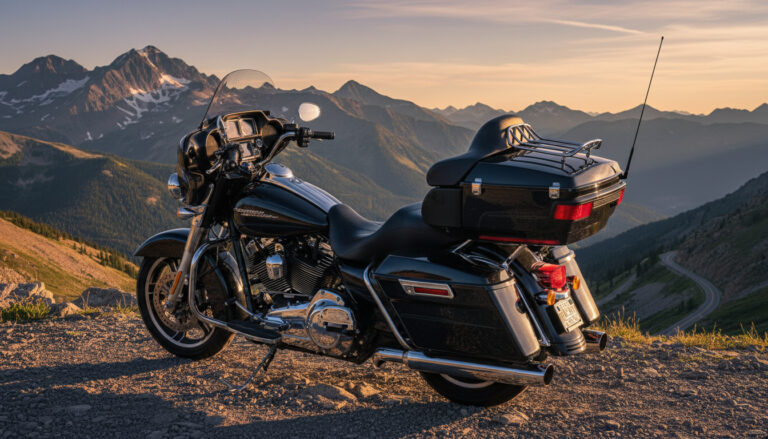 Best Harley-Davidson Tour-Pak buyer guide - King Tour-Pak on Harley Touring at mountain overlook