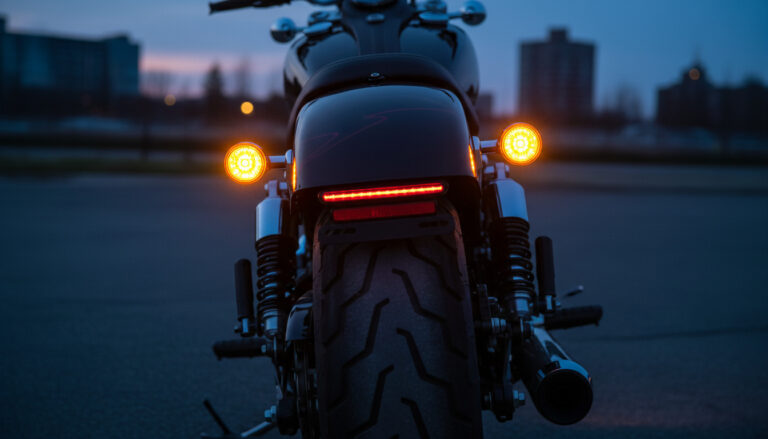 Best LED Turn Signals for Harley-Davidson - amber LED bullet signals illuminated at dusk