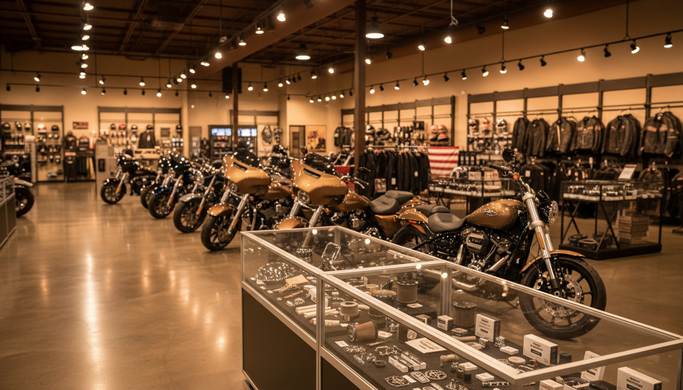 Harley-Davidson Return Policy: What You Need to Know in 2026 1 Harley-Davidson dealership showroom with motorcycles and parts counter - return policy guide 2026