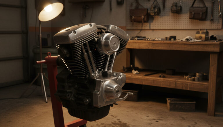 Harley-Davidson Evolution V-twin 1340cc engine in workshop, air-cooled Big Twin 1984-1999