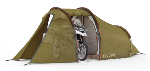 Redverz Atacama expedition motorcycle tent garage