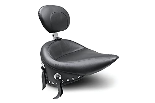 Mustang 79485 Wide Touring Solo Seat with Driver Backrest for Heritage Softail